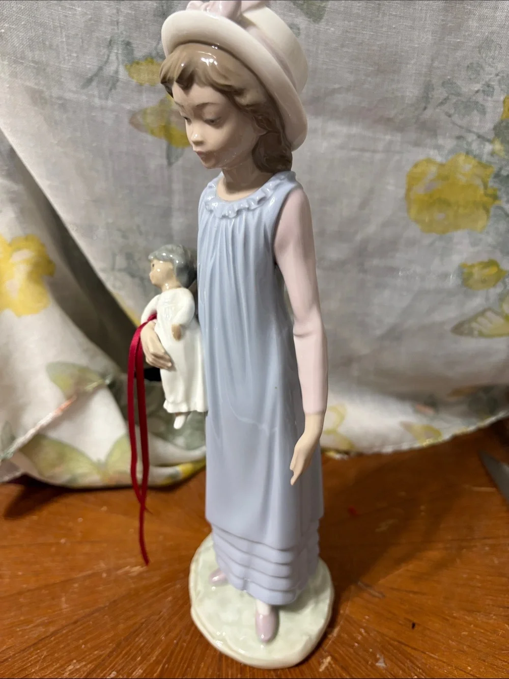 LLadro Girls' Light Blue Nightgown Dress holding Doll 11
